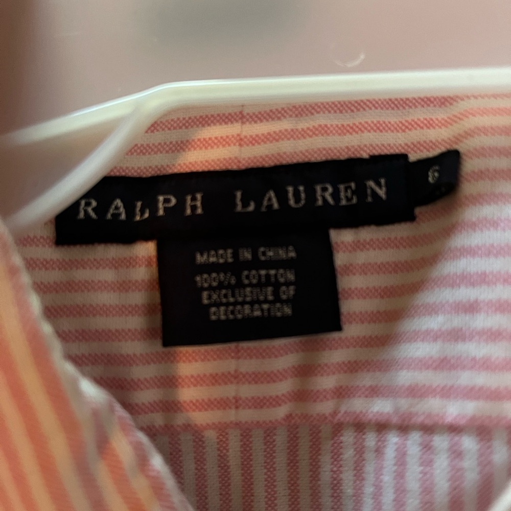 Ralph Lauren pink and white striped button up